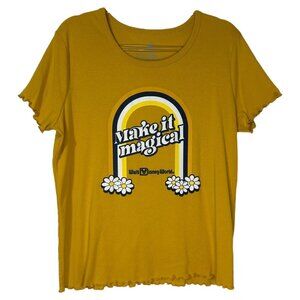Disney Parks Make It Magical Scalloped Hem Yellow‎ T-shirt Women’s Size XL